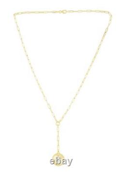 14K Two-tone Gold Cross Medallion Pendant on 18 Lariat Paperclip Chain Necklace