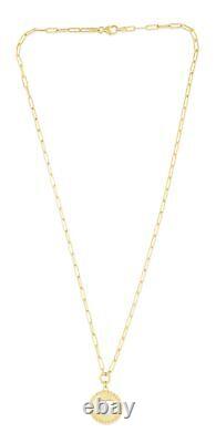 14K Two-tone Gold Heart Medallion Pendant on Paperclip Chain 18 Necklace