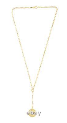 14K Two-tone Gold Star Medallion Pendant on 18 Lariat Paperclip Chain Necklace