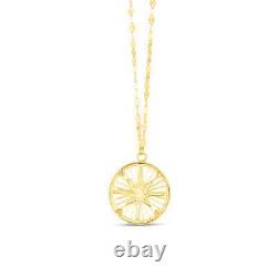 14K Yellow Gold Compass Medallion Star Pendant on 18 Necklace Fine Jewelry