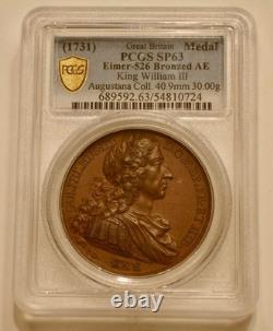 1731 William III Bronze Medal Eimer-526 PCGS SP63 Jean Dassier Great Britain