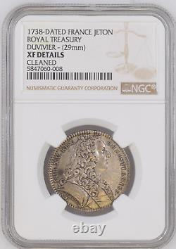 1738 FRANCE JETON ROYAL TREASURY DUVIVIER (29mm) (CLEANED) NGC XF DETAILS