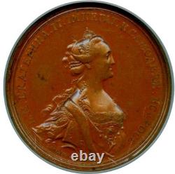 1763 Catherine II (the Great) Bronze Medal Ngc Ms-61 Brown L@@k