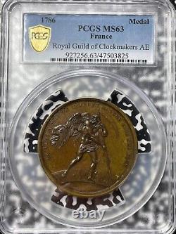 1786 France Royal Guild Of Clockmakers Medal PCGS MS63 Lot#GV5702 Choice UNC