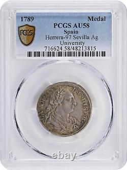 1789 Spain Carlos IV Royal Academy Proclamation Medal Pcgs Au58, 27mm