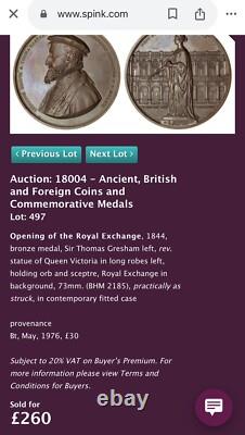 1844 OPENING OF THE ROYAL EXCHANGE 74mm BRONZE MEDAL BY WYON