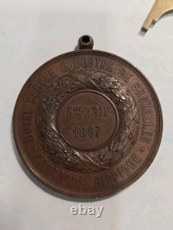 1887 Royal Equestrian Club Prize Medal Brussels Belgium 3rd Place Bronze 50mm