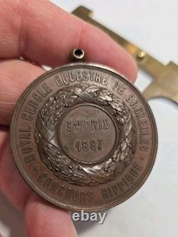 1887 Royal Equestrian Club Prize Medal Brussels Belgium 3rd Place Bronze 50mm