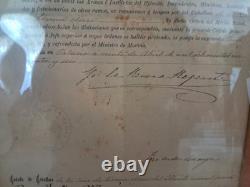1896 Spanish Order of Naval Merit Medal with Royal Certificate Alfonso XIII Framed