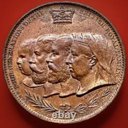 1896 Victoria Royal Family Remington Typewriter Old British Medal, 4 Generations