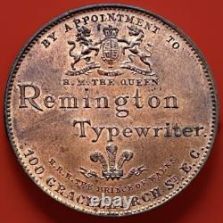 1896 Victoria Royal Family Remington Typewriter Old British Medal, 4 Generations