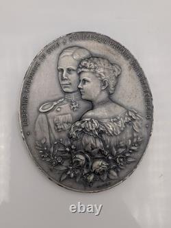 1898 German Royal Wedding Medal Friedrich Wied Württemberg Karl Schäfer Stuttgar