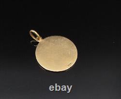 18K GOLD Vintage Etched Royal Wedding Scenery Medal Pendant GP495