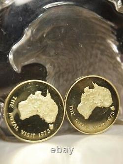 18ct Gold 2 Medal Set The Royal Visit 1973 Opera House Opening By The Queen