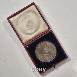 1902 Great Britain Edward VII Alexandra Silver Coronation Medal with Case 55mm EF
