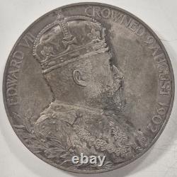 1902 Great Britain Edward VII Alexandra Silver Coronation Medal with Case 55mm EF