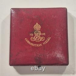 1902 Great Britain Edward VII Alexandra Silver Coronation Medal with Case 55mm EF