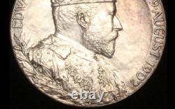 1902 Great Britain Edward VII Official Royal Mint Silver CoronationMedal MS-63