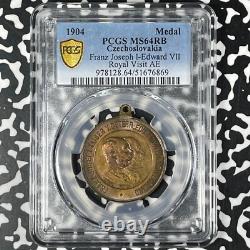 1904 Czech. Franz Joseph I & Edward VII Royal Visit Medal PCGS MS64RB Lot#G083