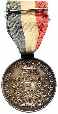 1910 ENGLAND Lord Strathcona IMPERIAL CHOIR Antique Silver Ribbon Medal i95925