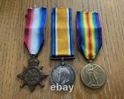 1914 Star British War & Victory Medal Trio Royal West Kent Regt KIA Casualty