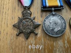 1914 Star British War & Victory Medal Trio Royal West Kent Regt KIA Casualty