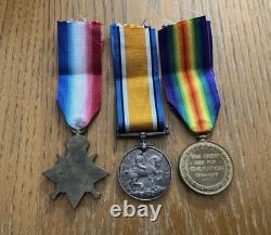 1914 Star British War & Victory Medal Trio Royal West Kent Regt KIA Casualty