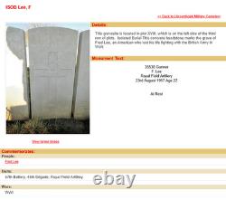 1918 WWI British War Medal American Royal Artillery Soldier 35538 Fred Lee 3808