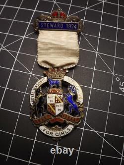 1924 Royal Masonic Institution Sterling Silver Enameled Medal Steward Mason