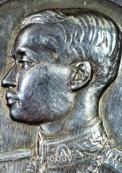 1925 (BE. 2468) King Rama VII Coronation silver medal with hanger, EF Rare #256