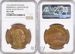 1927, Hannover, Ernest August I. Bronze Royal Court Theater Medal. NGC MS-63