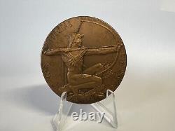 1930 NRA King's Award Bronze Medal by P. Metcalfe, Nude Male Archer, Royal Mint