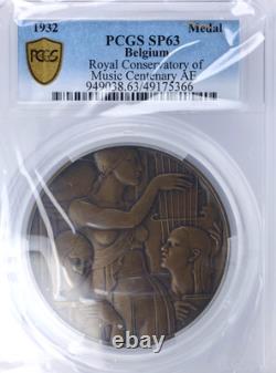 1932 Belgium Royal Conservatory of Music Centenary AE Bronze Medal PCGS SP63