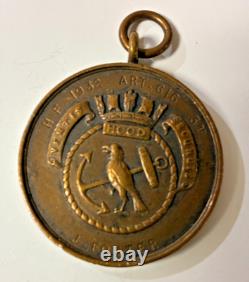 1932 HMS Hood Royal Navy Brass Regatta Rowing Medal Named J Foster 1.25