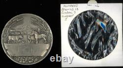 1934 Victoria Melbourne Centenary Royal Show Rare 54mm Silvered Medal &Flip Card