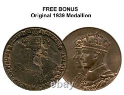 1939 $50 Royal Visit Medallion Sketch Design 5oz Fine Silver Coin + FREE BONUS