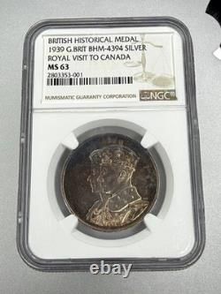 1939 Royal Visit Canada Silver Medal BHM-4394 NGC MS63 Toned George VI