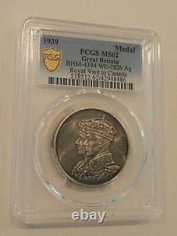 1939 Royal Visit to Canada Silver Medal Great Britain PCGS MS62 BHM-4394 WE-7826