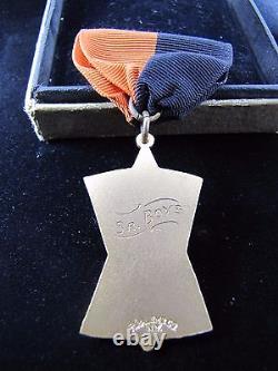 1940 BAR BEACH New York Swimming Award Medallion Ribbon Royal Emb Co NY WW2 Era