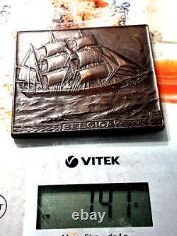 1944 Colonial Belgium Royal Union of Naval Engineers U. B. I. N. Art Deco medal