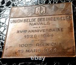1944 Colonial Belgium Royal Union of Naval Engineers U. B. I. N. Art Deco medal