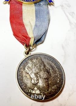 1953 Queen Elizabeth II Coronation Silver Medal RAOB Jewel Pin Royal Fraternal