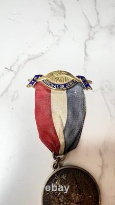 1953 Queen Elizabeth II Coronation Silver Medal RAOB Jewel Pin Royal Fraternal