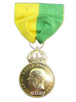 1956 Sweden Gustaf VI 23k Gold Medal Of Merit Royal Patriotic Society Boxed Rare