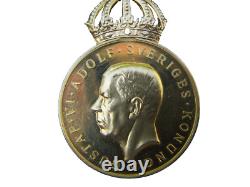 1956 Sweden Gustaf VI 23k Gold Medal Of Merit Royal Patriotic Society Boxed Rare
