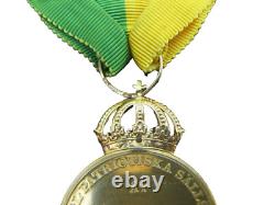 1956 Sweden Gustaf VI 23k Gold Medal Of Merit Royal Patriotic Society Boxed Rare