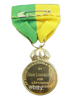 1956 Sweden Gustaf VI 23k Gold Medal Of Merit Royal Patriotic Society Boxed Rare