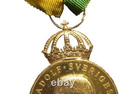 1956 Sweden Gustaf VI 23k Gold Medal Of Merit Royal Patriotic Society Boxed Rare