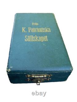 1956 Sweden Gustaf VI 23k Gold Medal Of Merit Royal Patriotic Society Boxed Rare