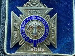 1958 Sterling Silver Enamel Medal RAOB Royal Antediluvian Order of Buffaloes Box
